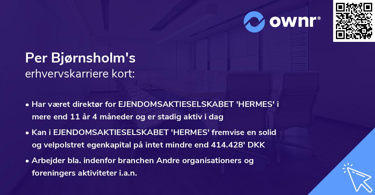 Per Bjørnsholm's erhvervskarriere kort