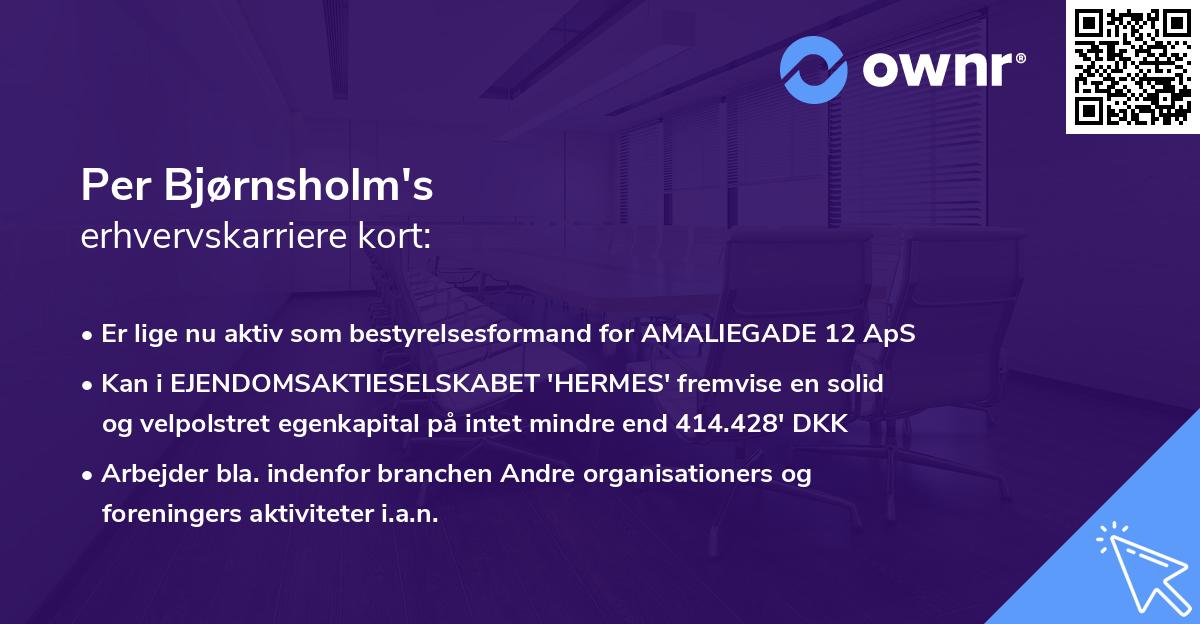 Per Bjørnsholm's erhvervskarriere kort