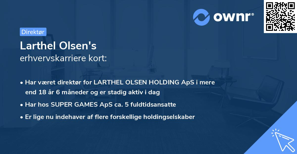 Larthel Olsen's erhvervskarriere kort