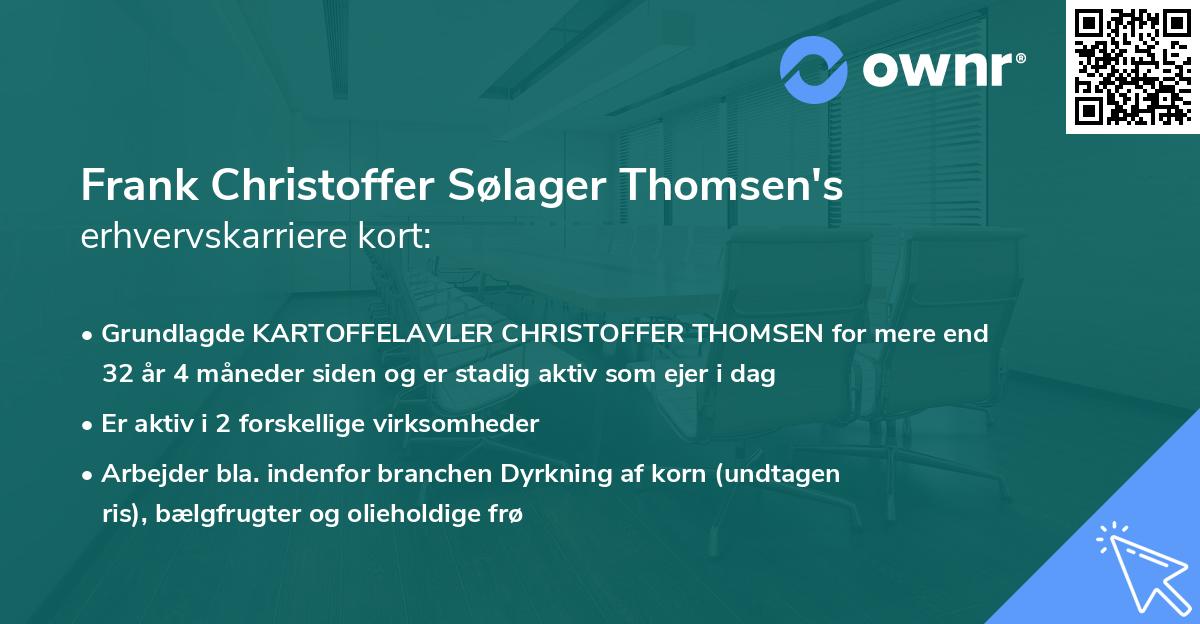 Frank Christoffer Sølager Thomsen's erhvervskarriere kort