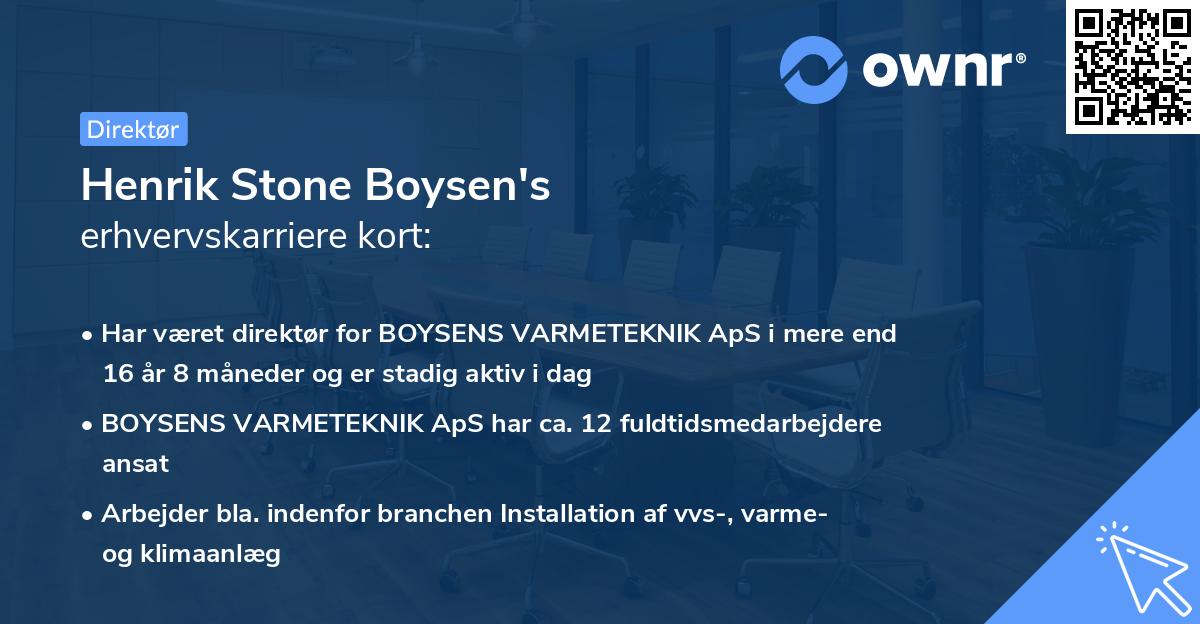 Henrik Stone Boysen's erhvervskarriere kort