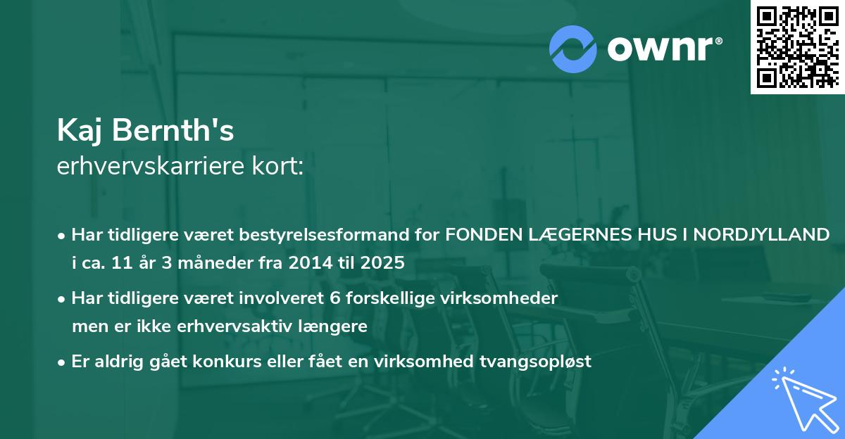 Kaj Bernth's erhvervskarriere kort