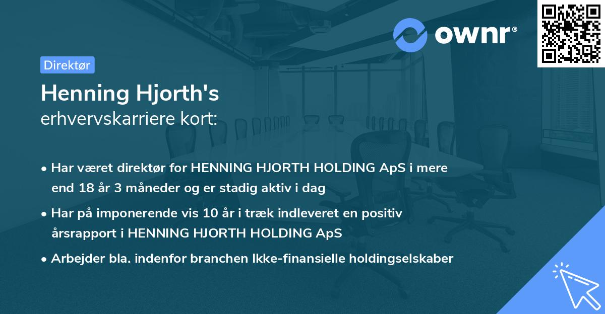 Henning Hjorth's erhvervskarriere kort