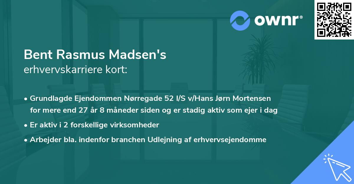 Bent Rasmus Madsen's erhvervskarriere kort