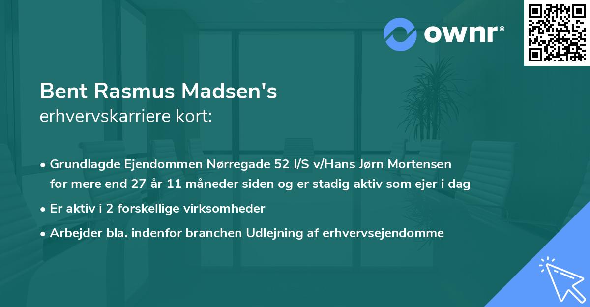 Bent Rasmus Madsen's erhvervskarriere kort