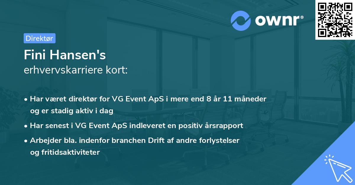 Fini Hansen's erhvervskarriere kort