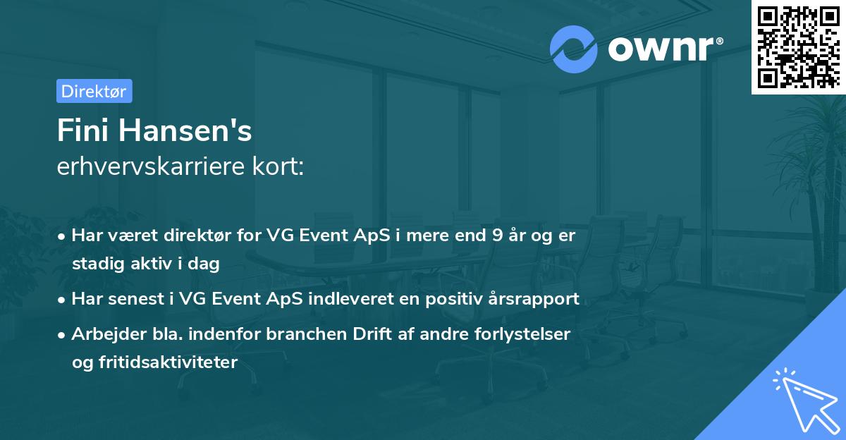 Fini Hansen's erhvervskarriere kort