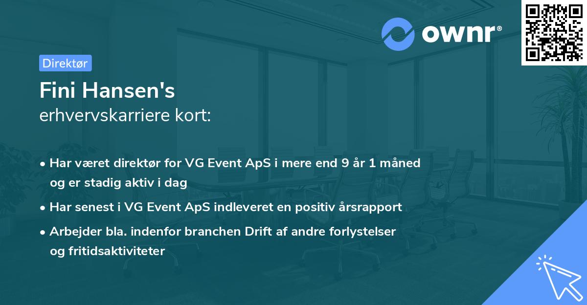 Fini Hansen's erhvervskarriere kort