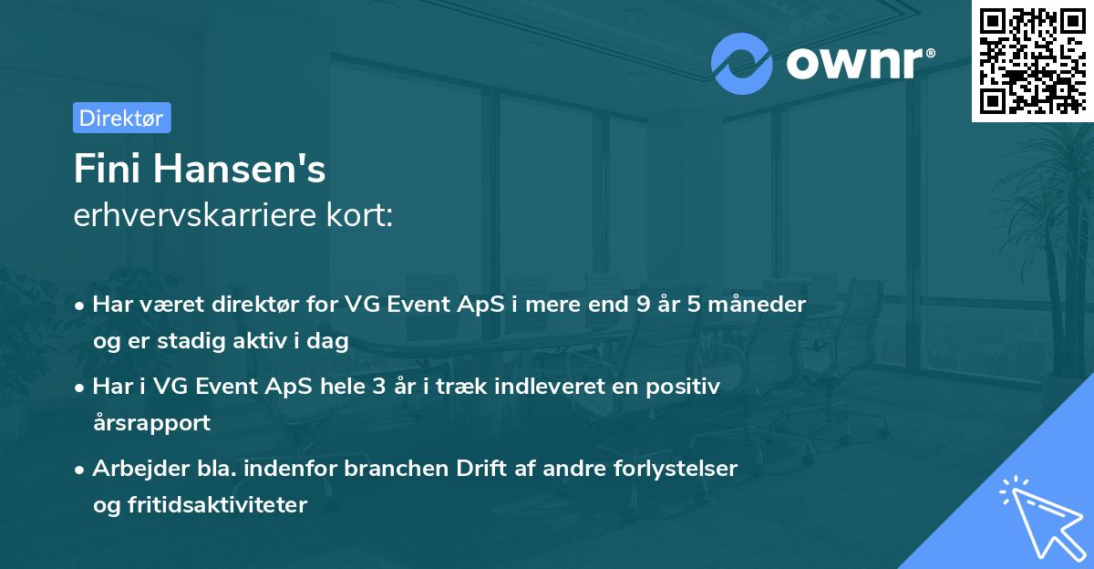 Fini Hansen's erhvervskarriere kort