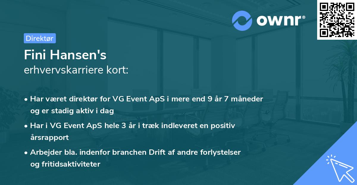 Fini Hansen's erhvervskarriere kort