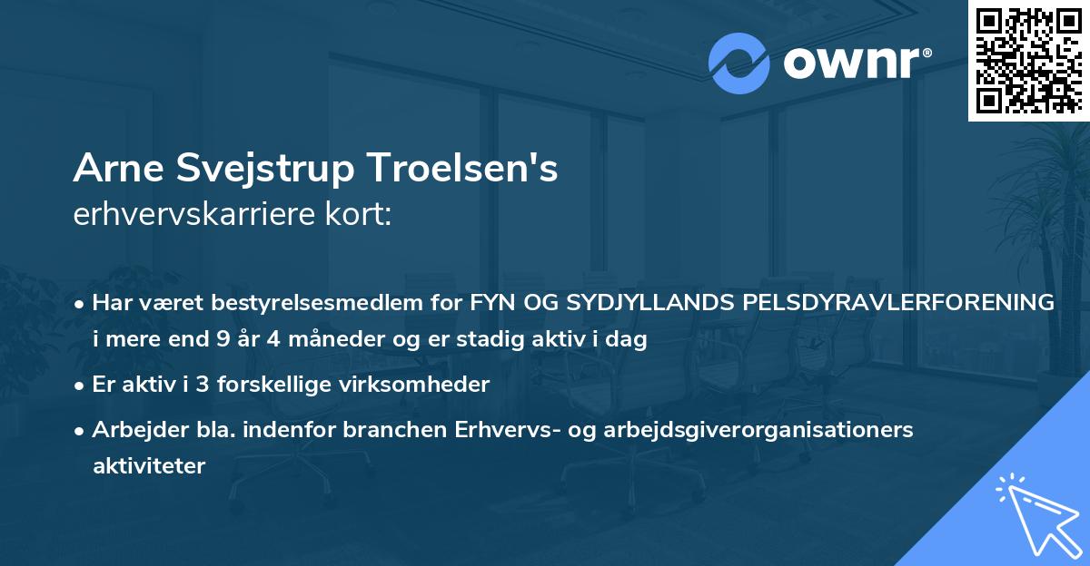 Arne Svejstrup Troelsen's erhvervskarriere kort