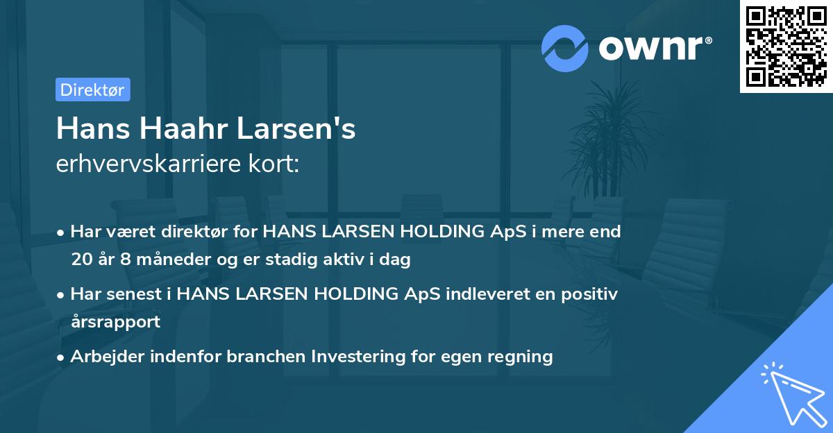 Hans Haahr Larsen's erhvervskarriere kort