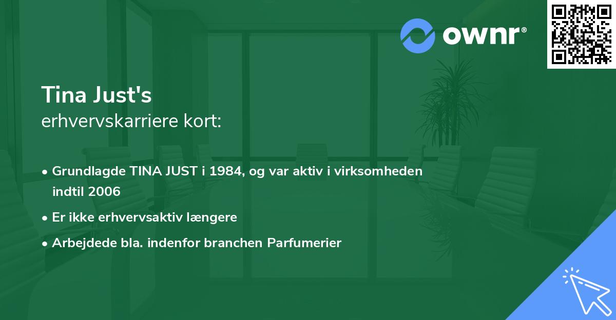Tina Just's erhvervskarriere kort