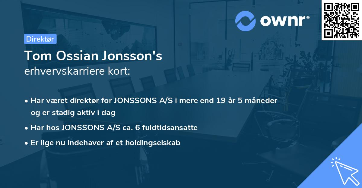 Tom Ossian Jonsson's erhvervskarriere kort