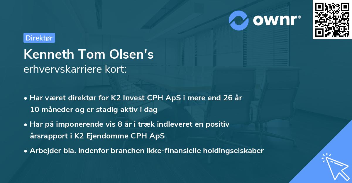Kenneth Tom Olsen's erhvervskarriere kort