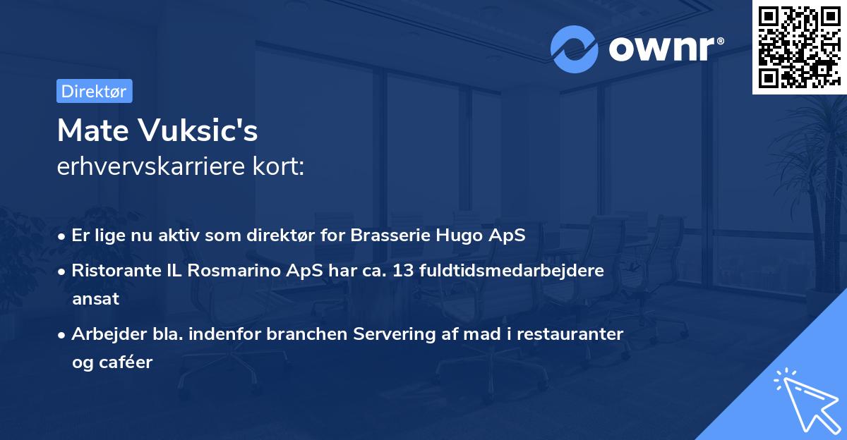 Mate Vuksic's erhvervskarriere kort