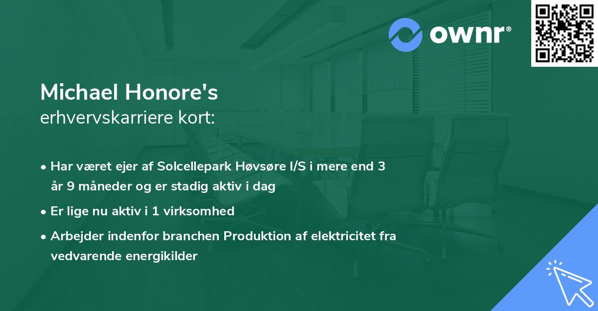 Michael Honore's erhvervskarriere kort
