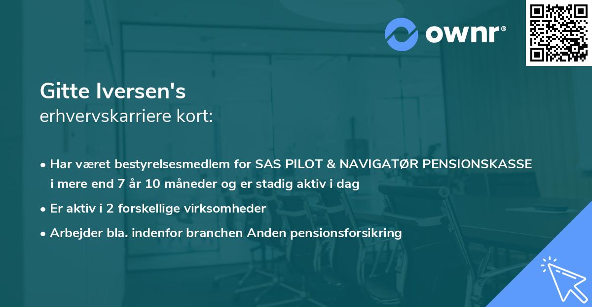 Gitte Iversen's erhvervskarriere kort