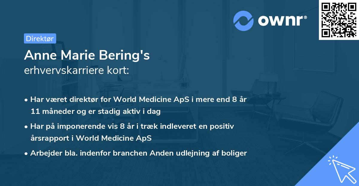 Anne Marie Bering's erhvervskarriere kort
