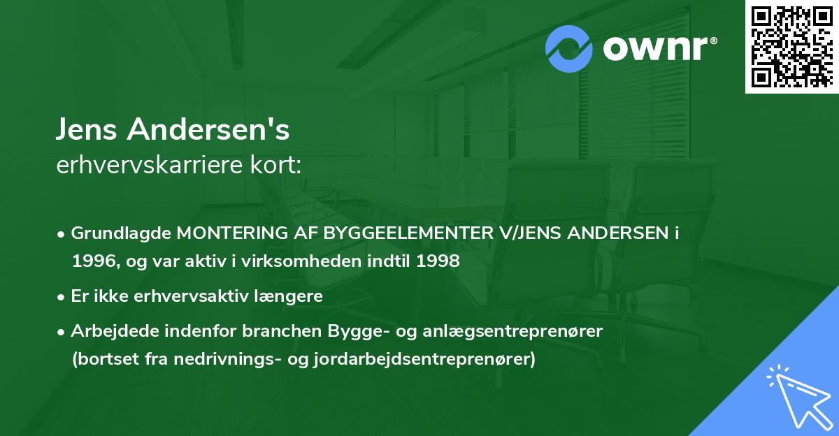 Jens Andersen's erhvervskarriere kort