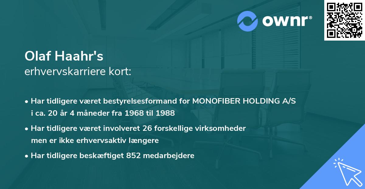 Olaf Haahr's erhvervskarriere kort