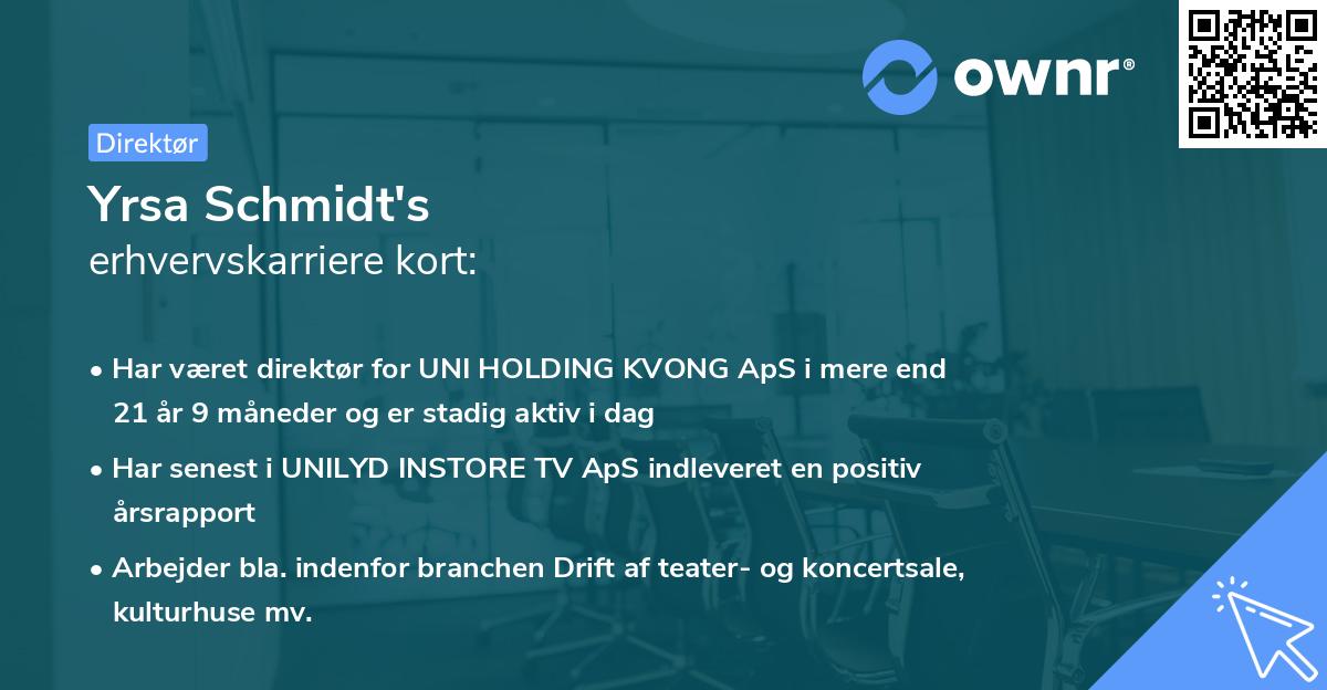 Yrsa Schmidt's erhvervskarriere kort