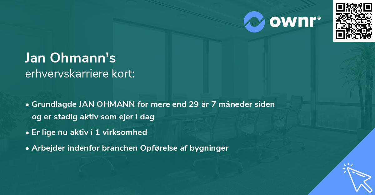 Jan Ohmann's erhvervskarriere kort