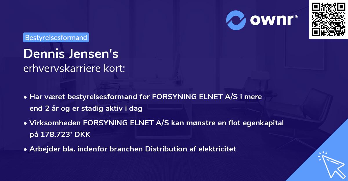 Dennis Jensen's erhvervskarriere kort