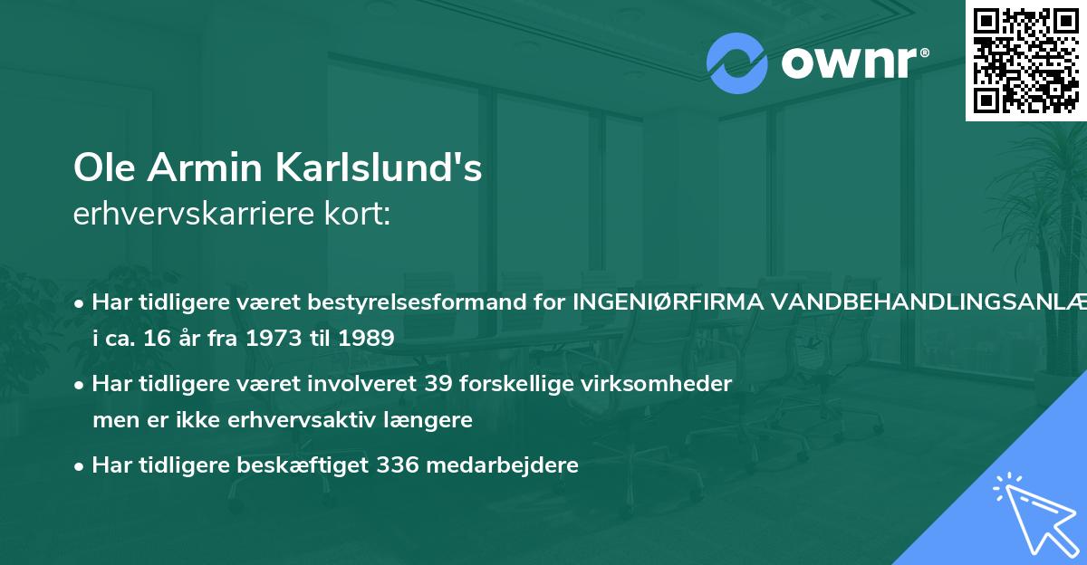 Ole Armin Karlslund's erhvervskarriere kort