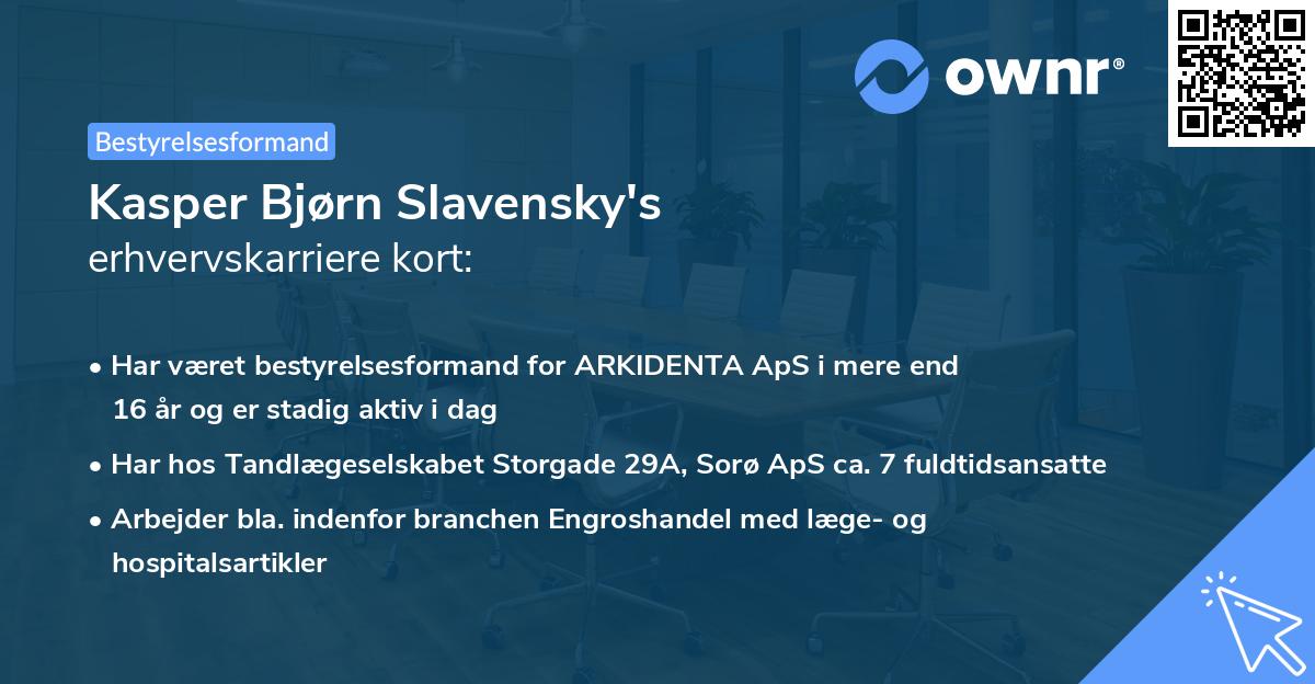 Kasper Bjørn Slavensky's erhvervskarriere kort