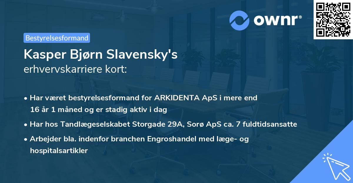 Kasper Bjørn Slavensky's erhvervskarriere kort