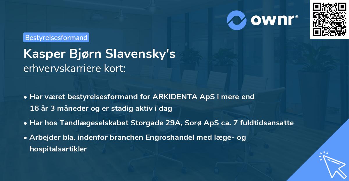 Kasper Bjørn Slavensky's erhvervskarriere kort