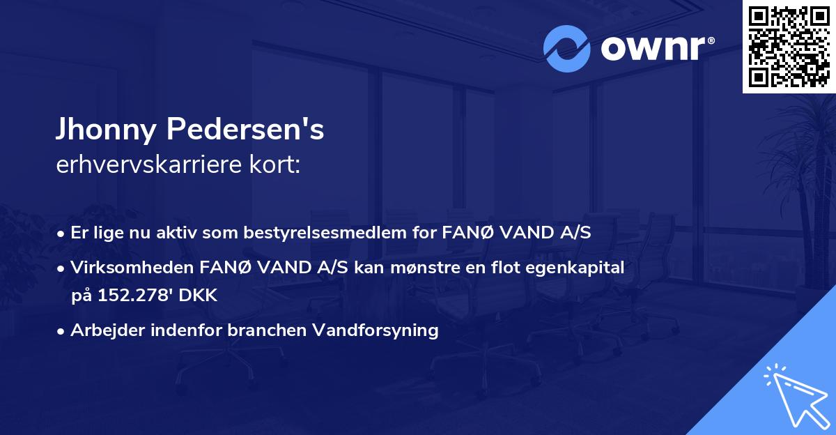 Jhonny Pedersen's erhvervskarriere kort