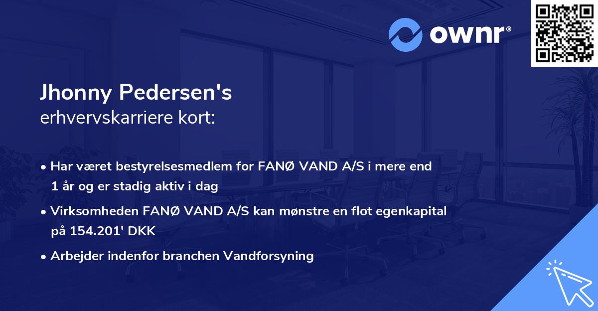 Jhonny Pedersen's erhvervskarriere kort