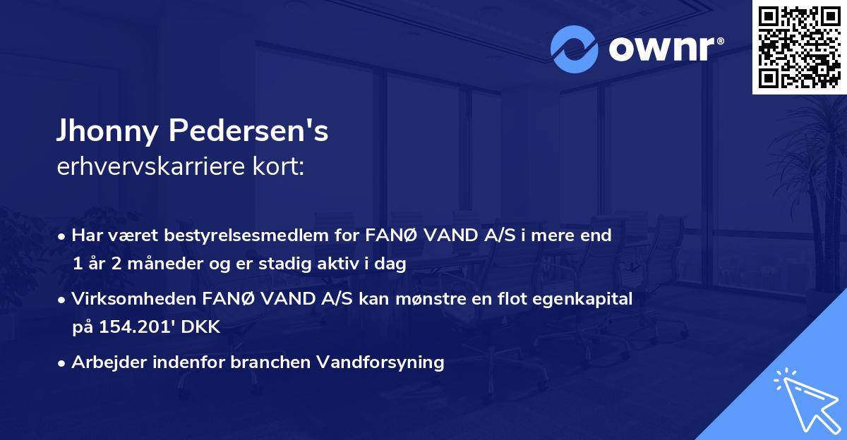 Jhonny Pedersen's erhvervskarriere kort