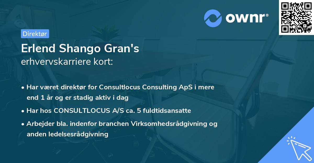 Erlend Shango Gran's erhvervskarriere kort