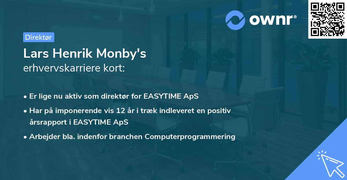 Lars Henrik Monby's erhvervskarriere kort