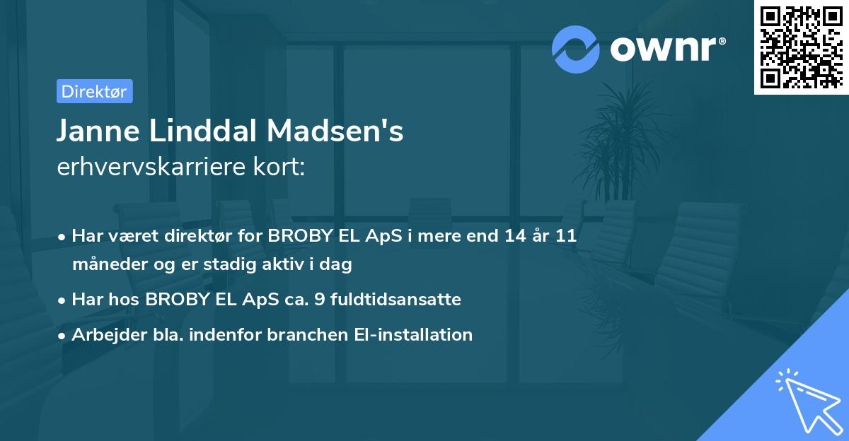Janne Linddal Madsen's erhvervskarriere kort