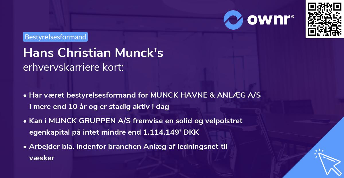 Hans Christian Munck's erhvervskarriere kort