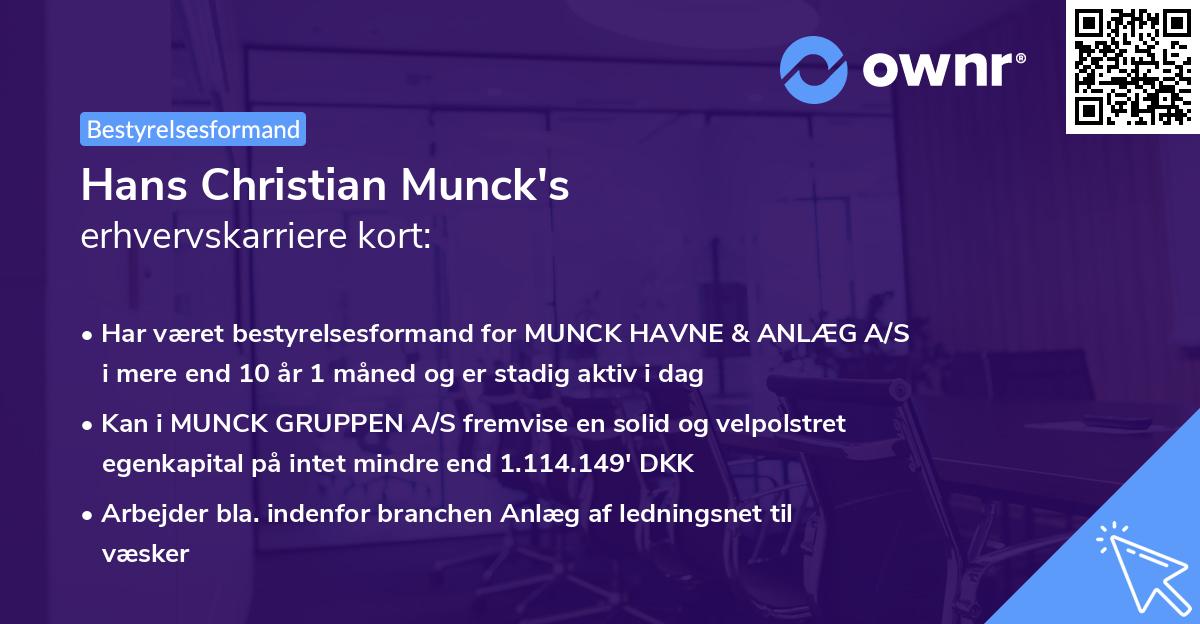 Hans Christian Munck's erhvervskarriere kort