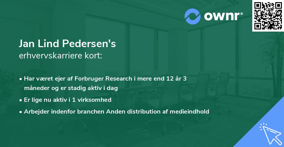 Jan Lind Pedersen's erhvervskarriere kort