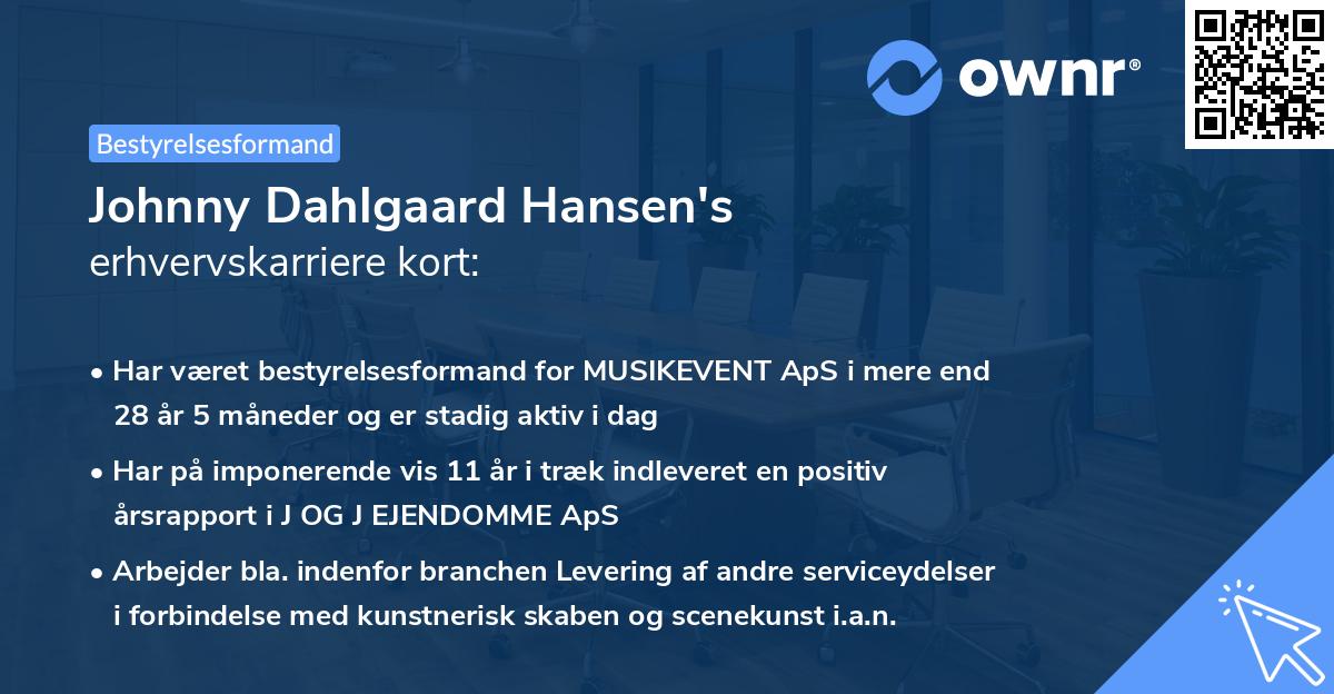Johnny Dahlgaard Hansen's erhvervskarriere kort