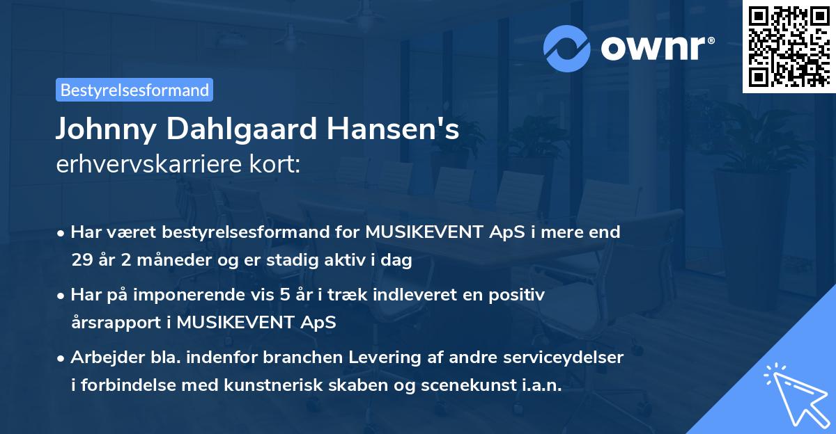 Johnny Dahlgaard Hansen's erhvervskarriere kort