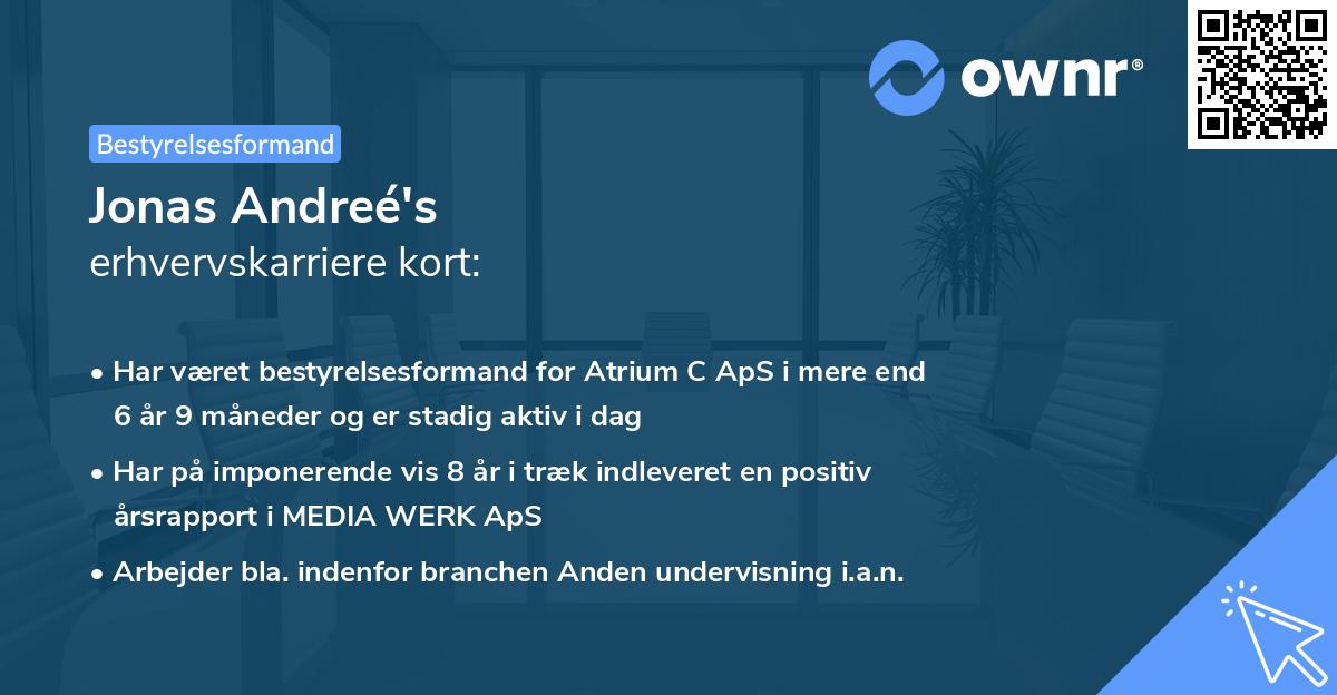 Jonas Andreé's erhvervskarriere kort