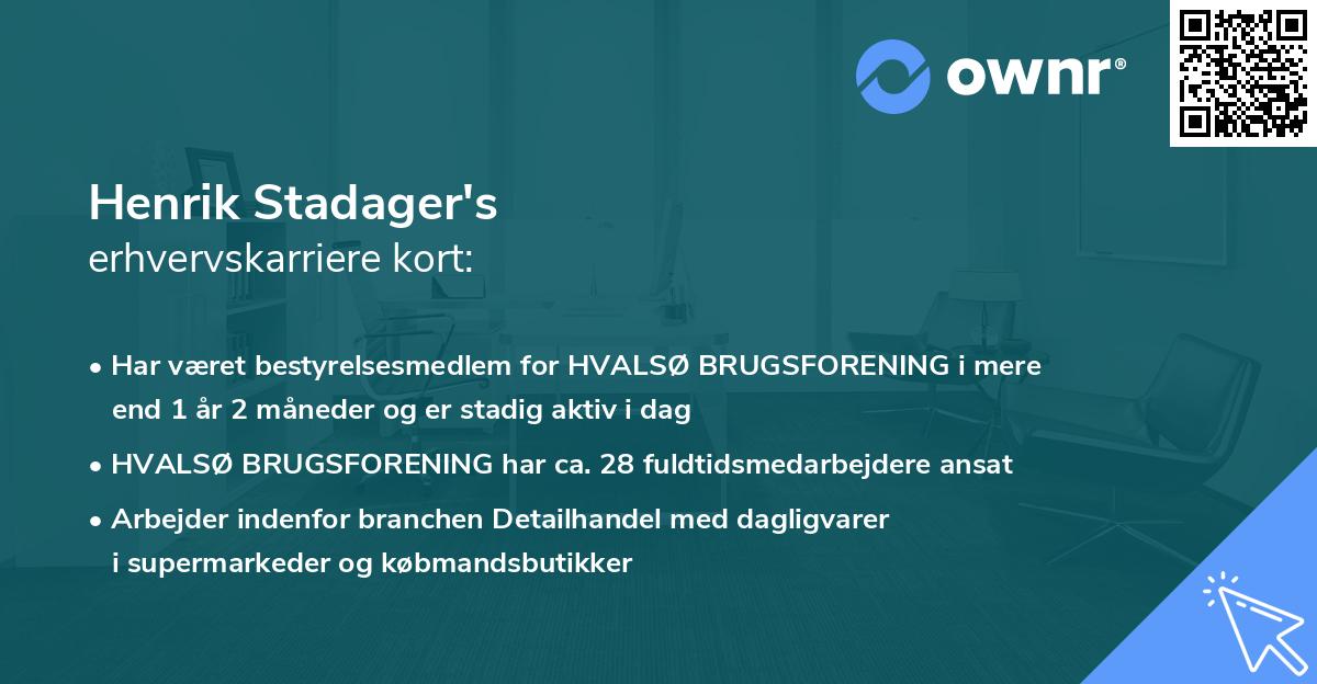 Henrik Stadager's erhvervskarriere kort