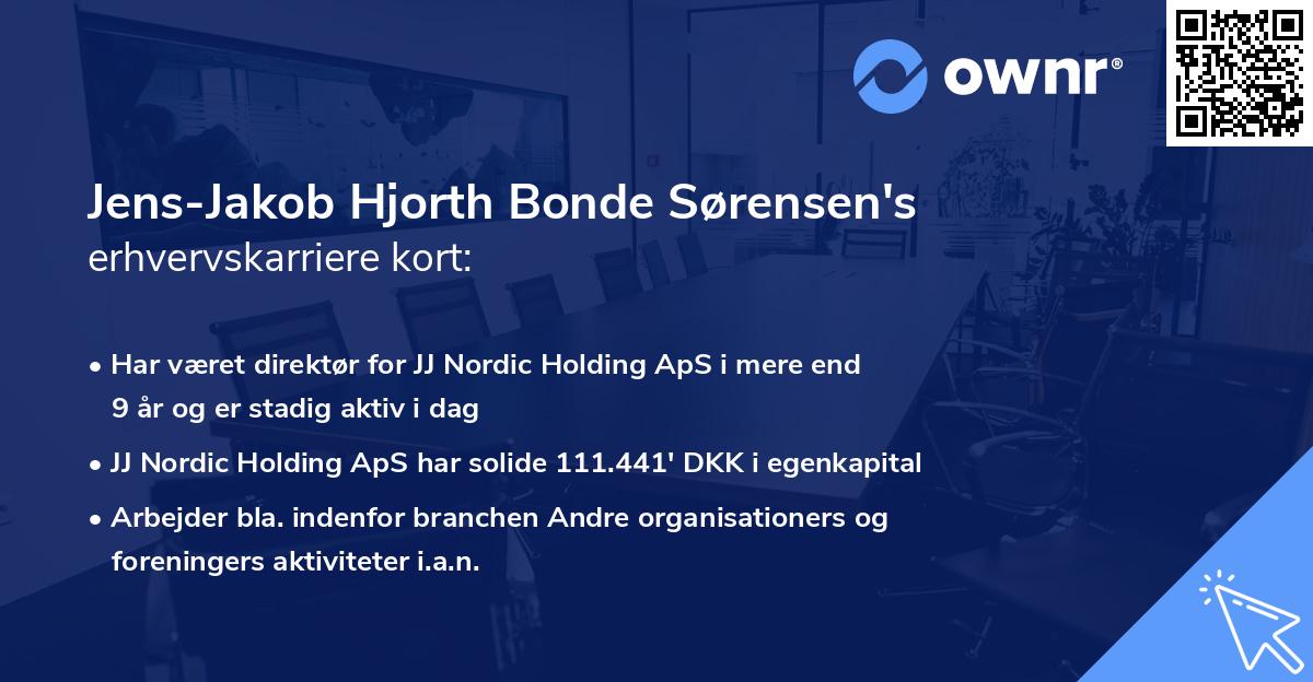 Jens-Jakob Hjorth Bonde Sørensen's erhvervskarriere kort