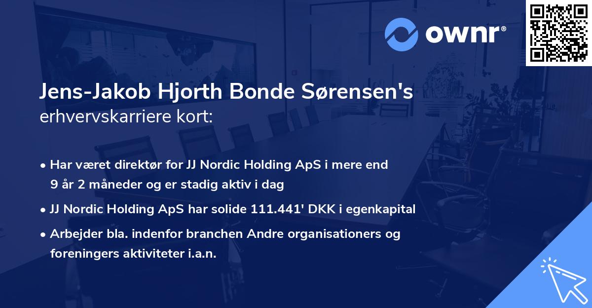 Jens-Jakob Hjorth Bonde Sørensen's erhvervskarriere kort