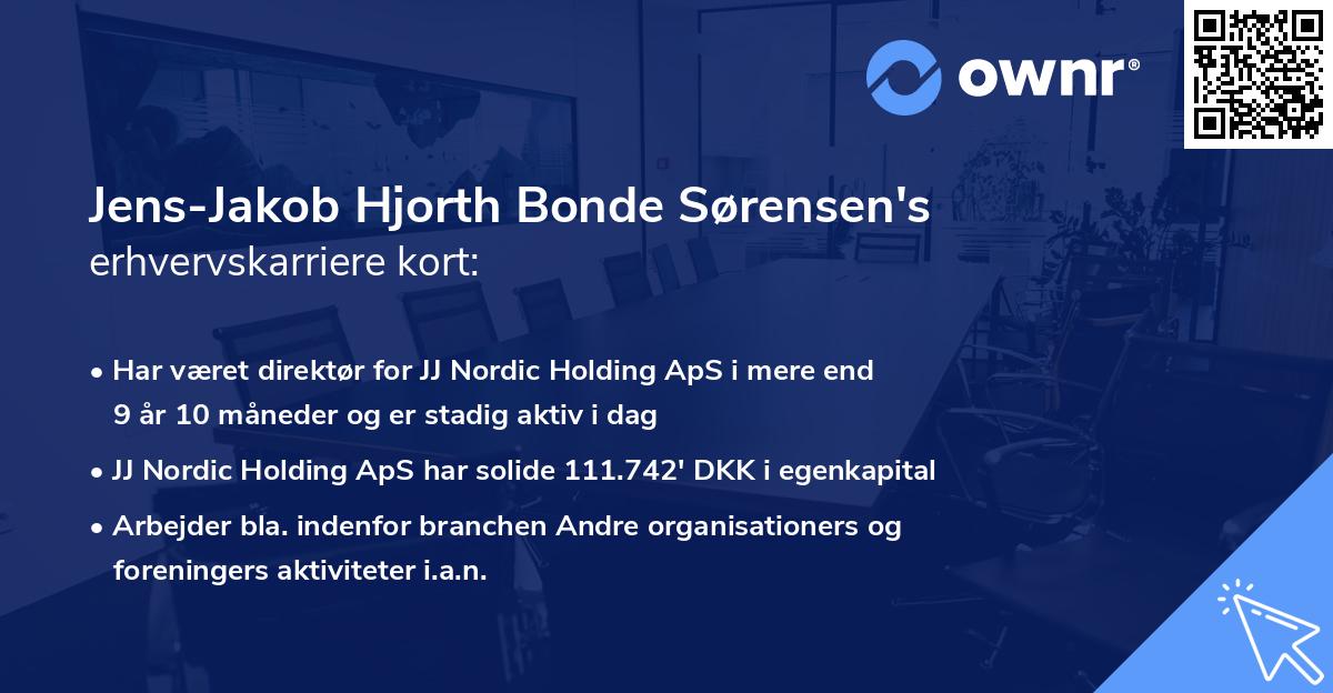 Jens-Jakob Hjorth Bonde Sørensen's erhvervskarriere kort