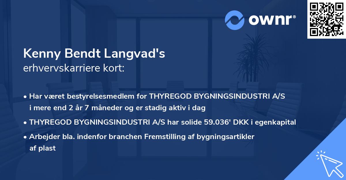 Kenny Bendt Langvad's erhvervskarriere kort