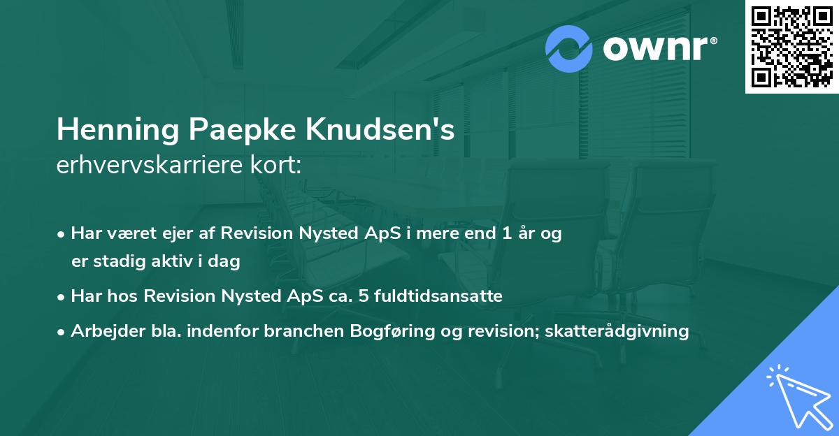 Henning Paepke Knudsen's erhvervskarriere kort